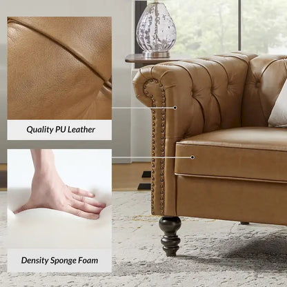 Traditional upholstered armchair with solid wood legs.