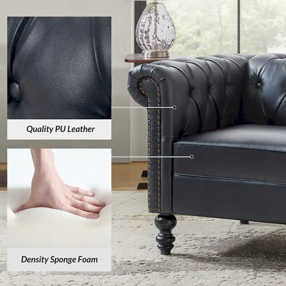 Traditional upholstered armchair with solid wood legs.