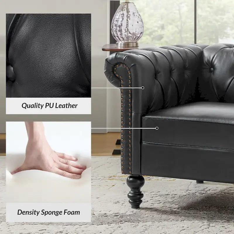 Traditional upholstered armchair with solid wood legs.