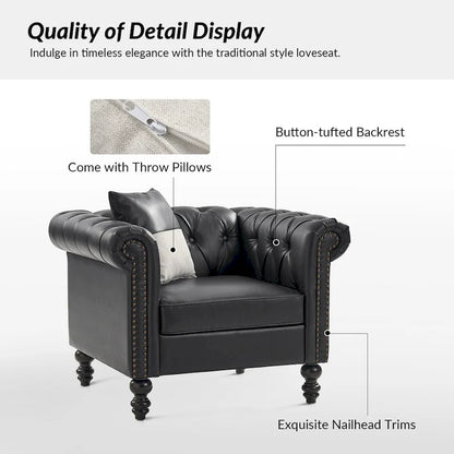 Traditional upholstered armchair with solid wood legs.