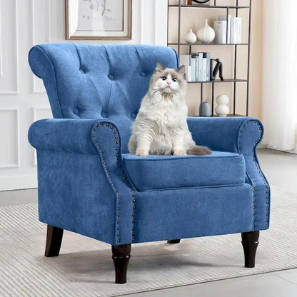 Floral Upholstered Accent Rolled ArmChair With Nailhead Trim Set of 2