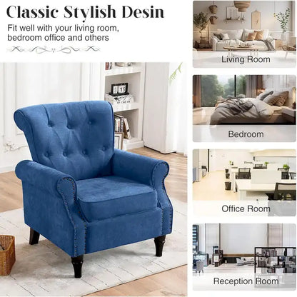 Floral Upholstered Accent Rolled ArmChair With Nailhead Trim Set of 2