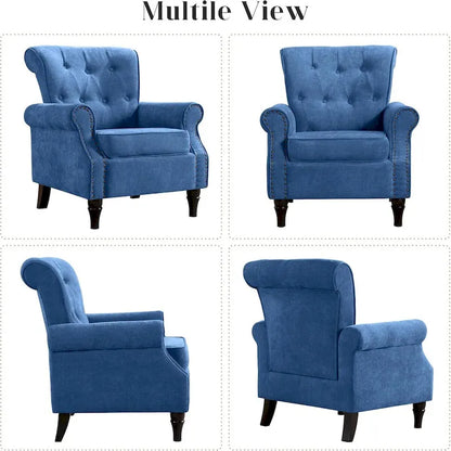 Floral Upholstered Accent Rolled ArmChair With Nailhead Trim Set of 2