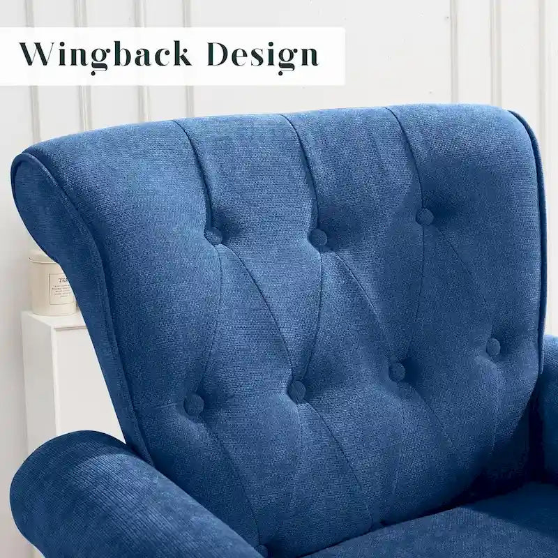 Floral Upholstered Accent Rolled ArmChair With Nailhead Trim Set of 2