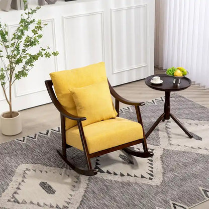 Woven Fabric Upholstered Modern Rocking Chair with Solid Wood Frame