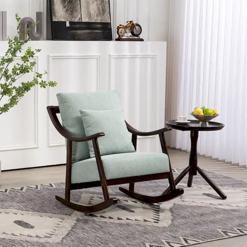 Woven Fabric Upholstered Modern Rocking Chair with Solid Wood Frame