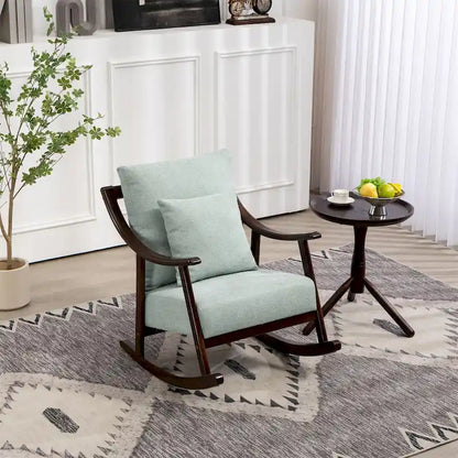 Woven Fabric Upholstered Modern Rocking Chair with Solid Wood Frame