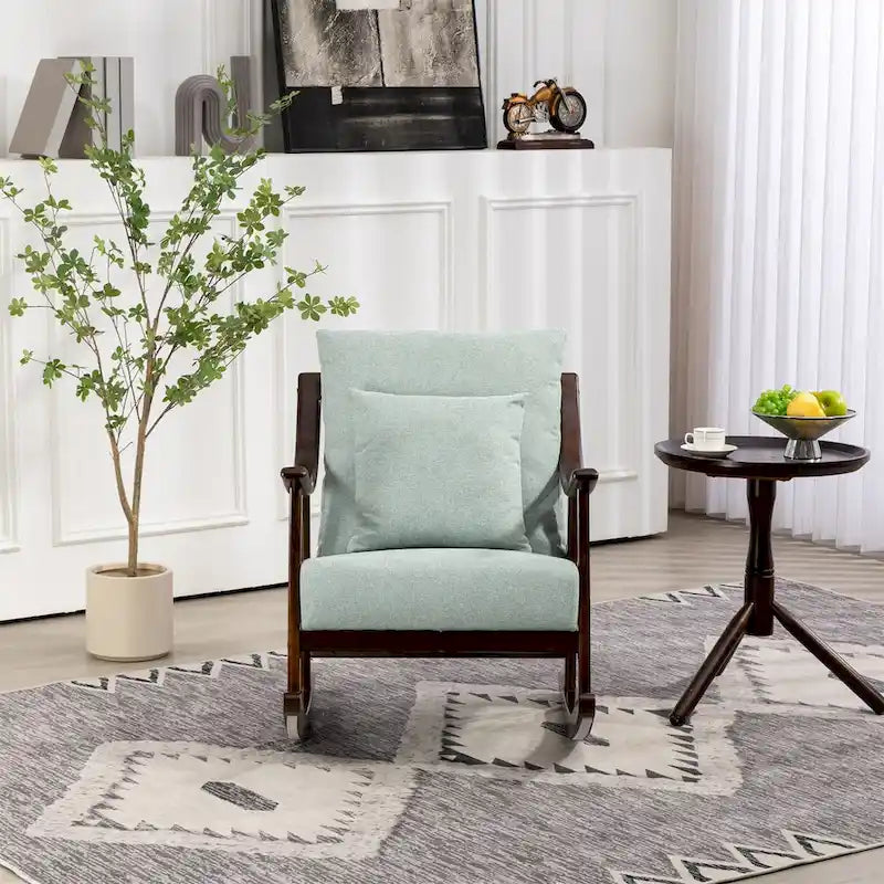 Woven Fabric Upholstered Modern Rocking Chair with Solid Wood Frame