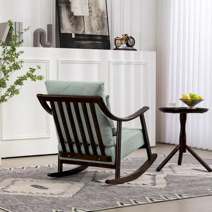 Woven Fabric Upholstered Modern Rocking Chair with Solid Wood Frame