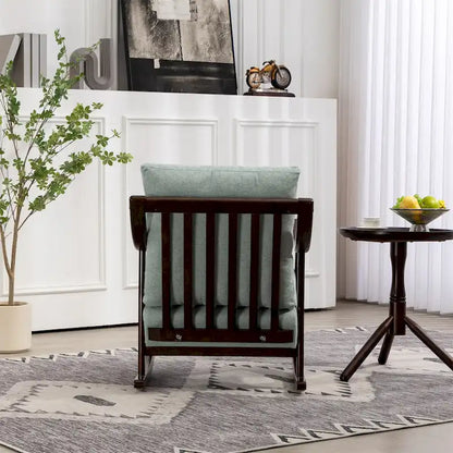 Woven Fabric Upholstered Modern Rocking Chair with Solid Wood Frame