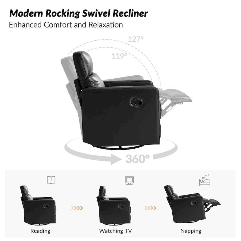 Modern genuine leather swivel rocking recliner (two-piece set)