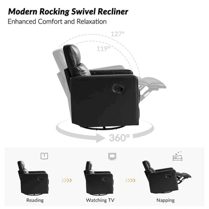 Modern genuine leather swivel rocking recliner (two-piece set)