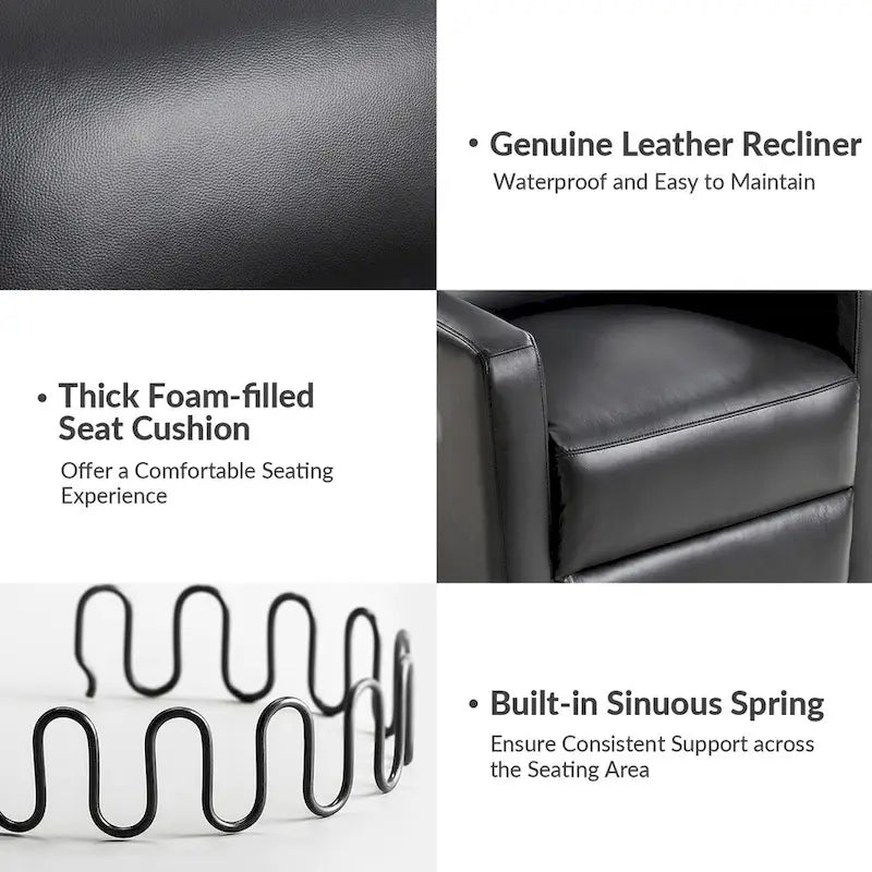 Modern genuine leather swivel rocking recliner (two-piece set)