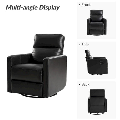 Modern genuine leather swivel rocking recliner (two-piece set)