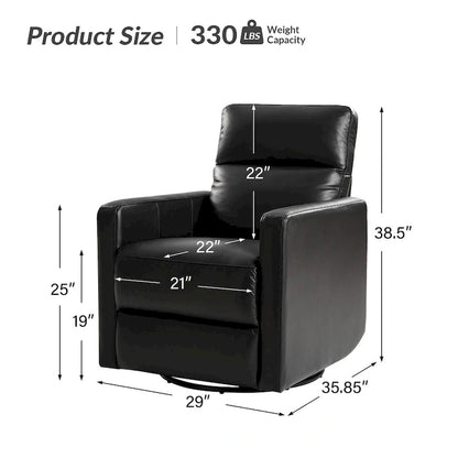 Modern genuine leather swivel rocking recliner (two-piece set)