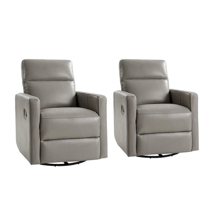 Modern genuine leather swivel rocking recliner (two-piece set)