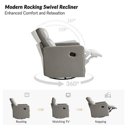 Modern genuine leather swivel rocking recliner (two-piece set)