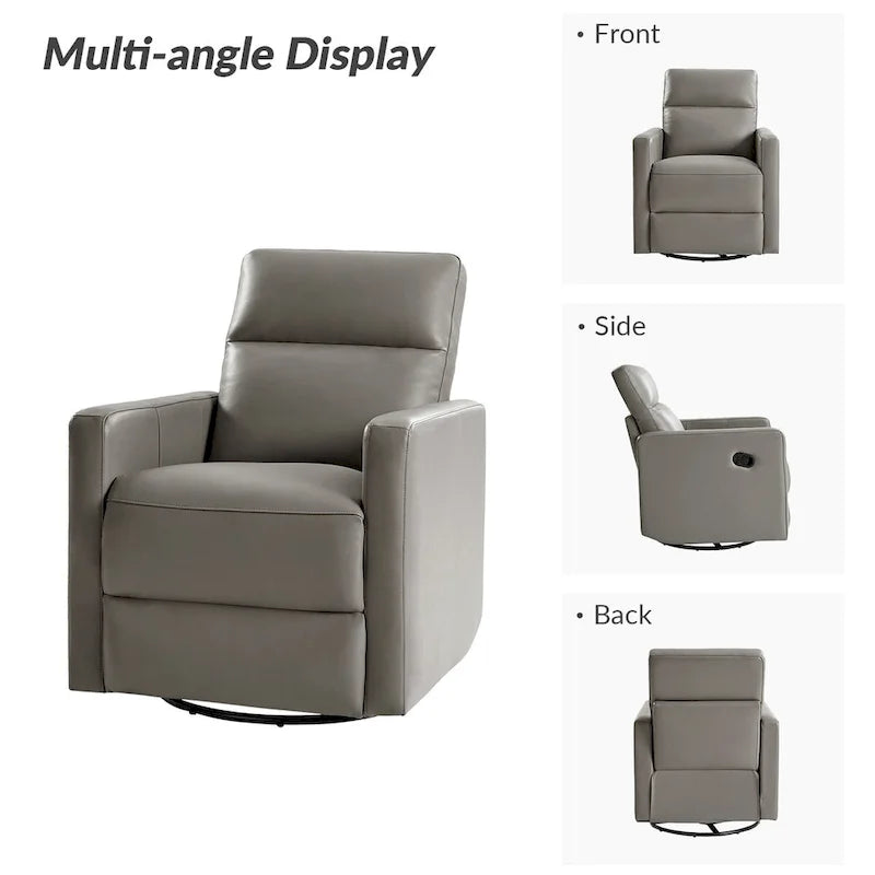 Modern genuine leather swivel rocking recliner (two-piece set)