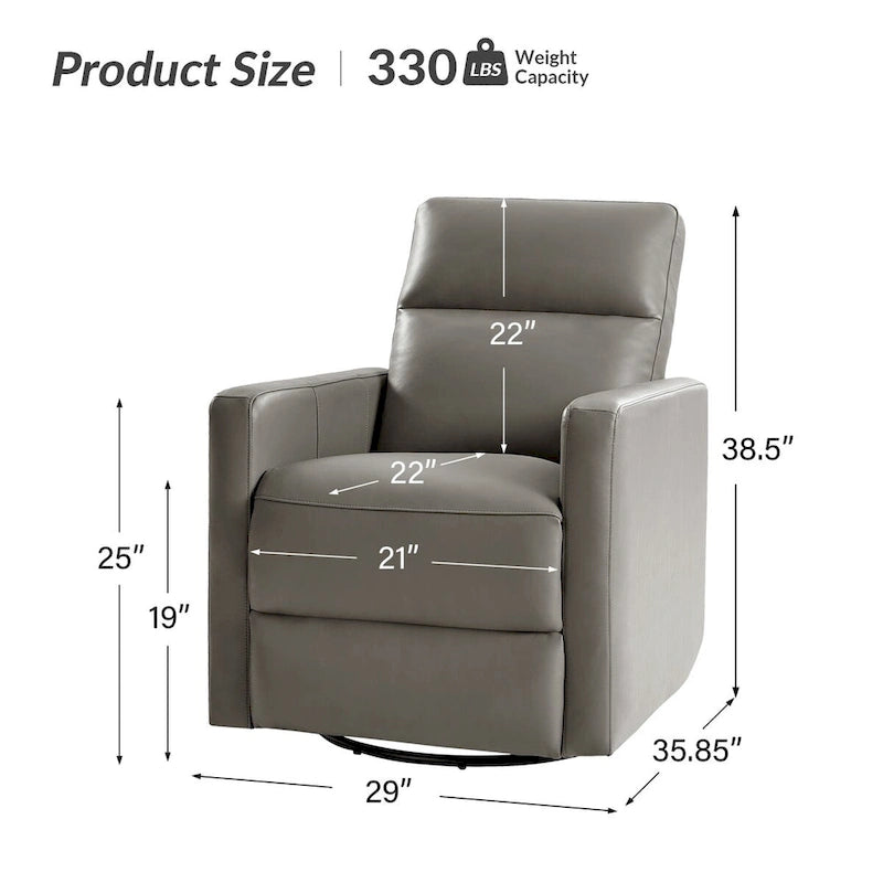 Modern genuine leather swivel rocking recliner (two-piece set)