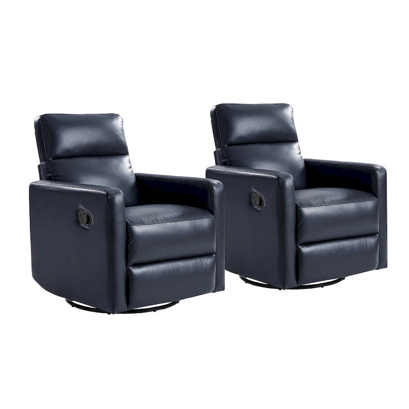 Modern genuine leather swivel rocking recliner (two-piece set)