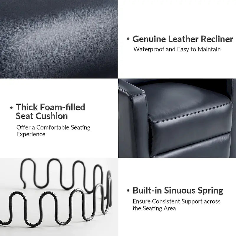 Modern genuine leather swivel rocking recliner (two-piece set)