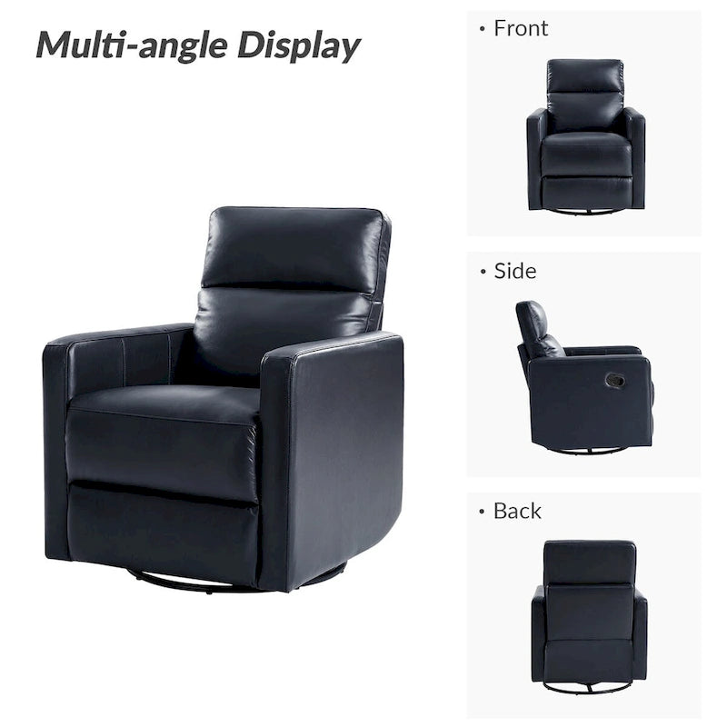 Modern genuine leather swivel rocking recliner (two-piece set)