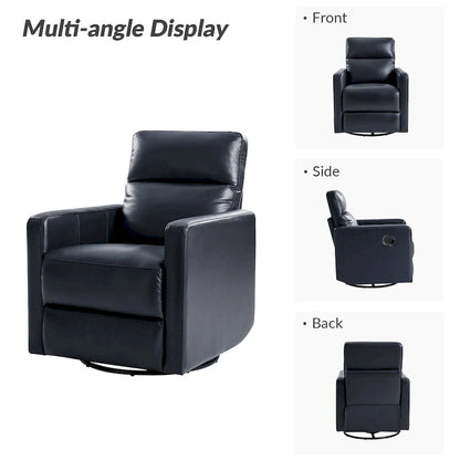 Modern genuine leather swivel rocking recliner (two-piece set)