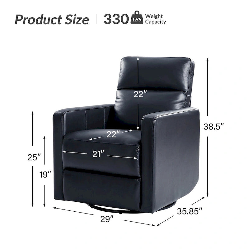 Modern genuine leather swivel rocking recliner (two-piece set)