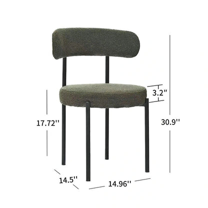 Boucle Dining Chairs,Mid-Century Modern Curved Backrest Chair,2 PCS