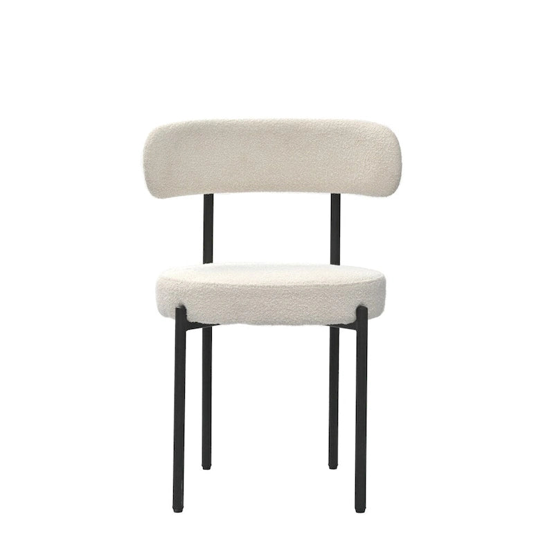 Boucle Dining Chairs,Mid-Century Modern Curved Backrest Chair,2 PCS