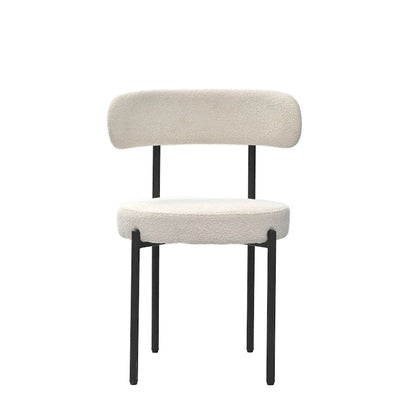 Boucle Dining Chairs,Mid-Century Modern Curved Backrest Chair,2 PCS