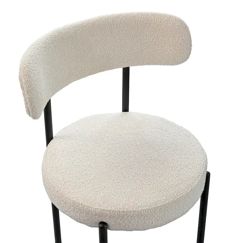 Boucle Dining Chairs,Mid-Century Modern Curved Backrest Chair,2 PCS