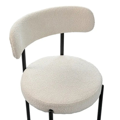 Boucle Dining Chairs,Mid-Century Modern Curved Backrest Chair,2 PCS