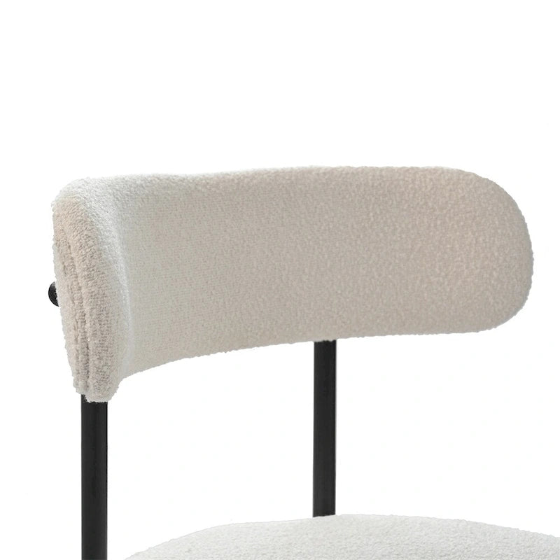 Boucle Dining Chairs,Mid-Century Modern Curved Backrest Chair,2 PCS