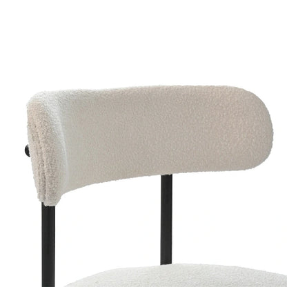 Boucle Dining Chairs,Mid-Century Modern Curved Backrest Chair,2 PCS