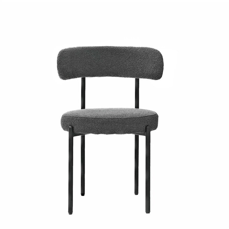 Boucle Dining Chairs,Mid-Century Modern Curved Backrest Chair,2 PCS