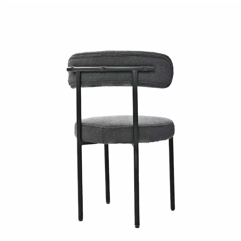 Boucle Dining Chairs,Mid-Century Modern Curved Backrest Chair,2 PCS