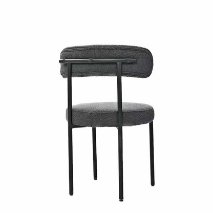 Boucle Dining Chairs,Mid-Century Modern Curved Backrest Chair,2 PCS