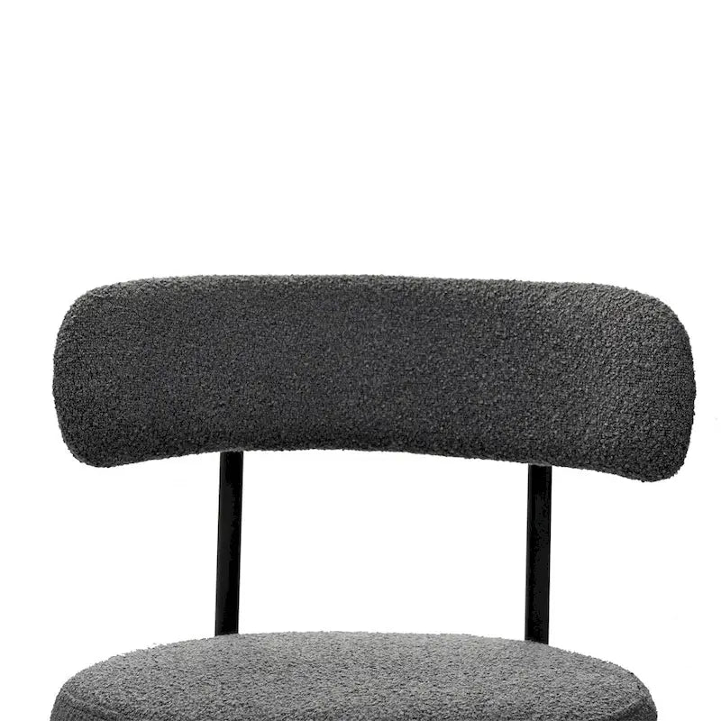 Boucle Dining Chairs,Mid-Century Modern Curved Backrest Chair,2 PCS