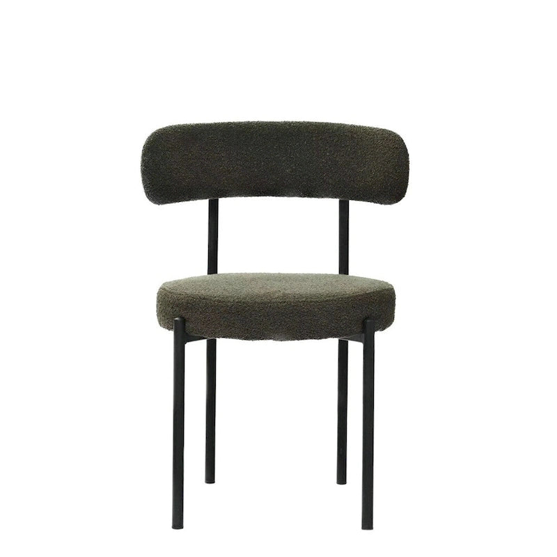 Boucle Dining Chairs,Mid-Century Modern Curved Backrest Chair,2 PCS