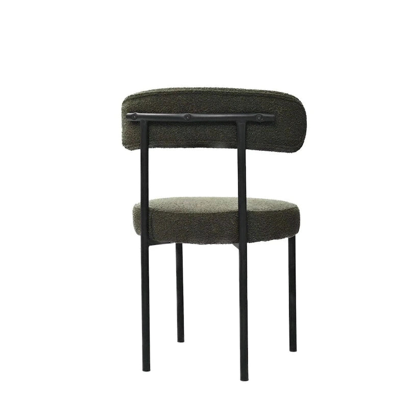 Boucle Dining Chairs,Mid-Century Modern Curved Backrest Chair,2 PCS