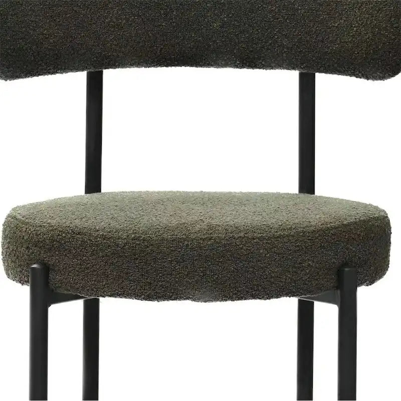 Boucle Dining Chairs,Mid-Century Modern Curved Backrest Chair,2 PCS