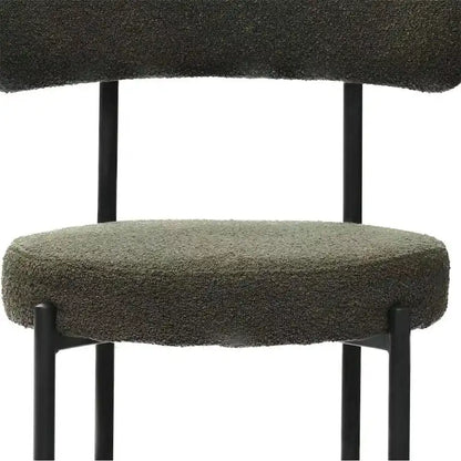 Boucle Dining Chairs,Mid-Century Modern Curved Backrest Chair,2 PCS