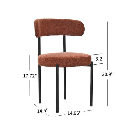 Boucle Dining Chairs,Mid-Century Modern Curved Backrest Chair,2 PCS