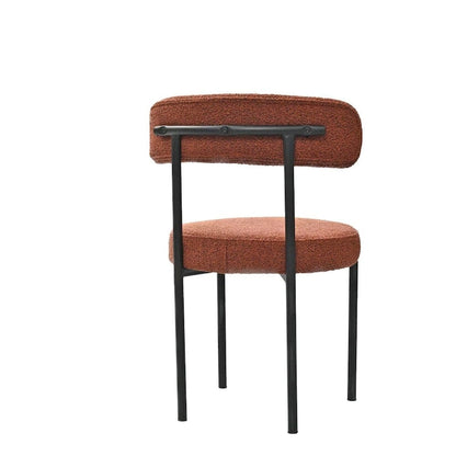 Boucle Dining Chairs,Mid-Century Modern Curved Backrest Chair,2 PCS