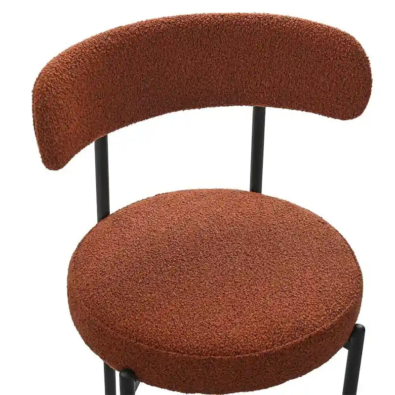 Boucle Dining Chairs,Mid-Century Modern Curved Backrest Chair,2 PCS
