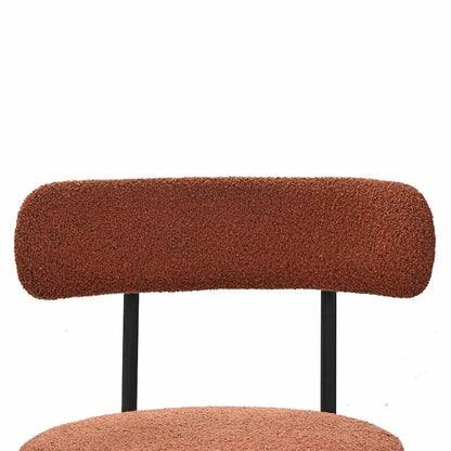 Boucle Dining Chairs,Mid-Century Modern Curved Backrest Chair,2 PCS