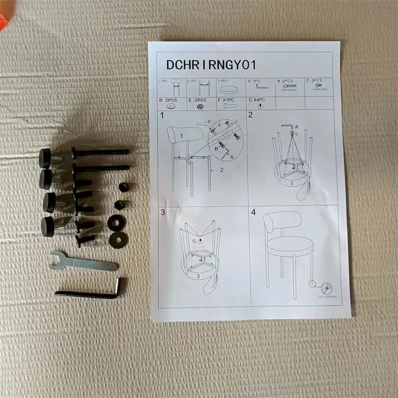 Boucle Dining Chairs,Mid-Century Modern Curved Backrest Chair,2 PCS