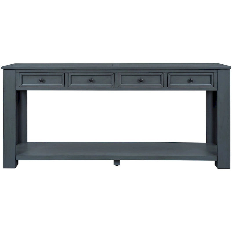 Vintage Style 4-Drawer 1-Shelf Console Table, Classic Entrance Display Table Entryway Table, Storage Sofa Table