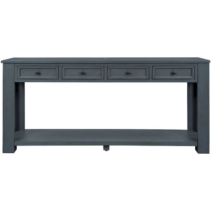 Vintage Style 4-Drawer 1-Shelf Console Table, Classic Entrance Display Table Entryway Table, Storage Sofa Table